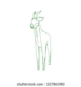 Continuous one line drawing. Impala walking symbol. Logo of the Impala. Vector illustration