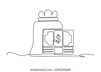 Continuous one line drawing income icon. financial literacy concept. Single line draw design vector graphic illustration.