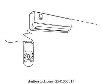 Desenho contínuo de uma linha de ar condicionado interior. Ar condicionado ilustração vetor de arte de linha única. Vetor editável. 

