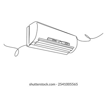 Continuous one line drawing of indoor Air Conditioner. Air conditioner single line art vector illustration. Editable vector. 
