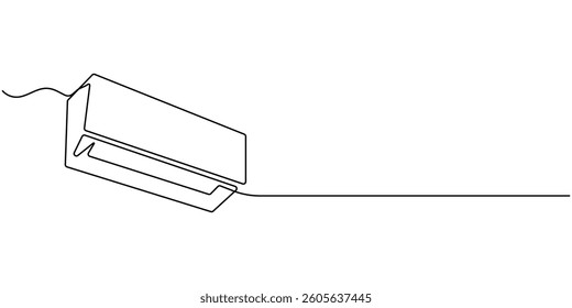  Continuous one line drawing of indoor Air Conditioner. Air conditioner one line art vector illustration, Continuous single line drawing of indoor Air Conditioner vector illustration, Air conditioner.