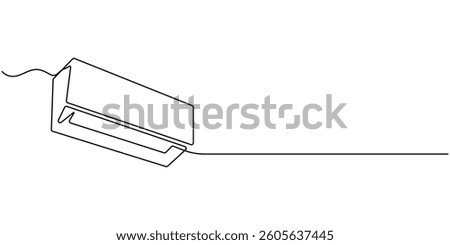  Continuous one line drawing of indoor Air Conditioner. Air conditioner one line art vector illustration, Continuous single line drawing of indoor Air Conditioner vector illustration, Air conditioner.