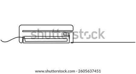  Continuous one line drawing of indoor Air Conditioner. Air conditioner one line art vector illustration, Continuous single line drawing of indoor Air Conditioner vector illustration, Air conditioner.