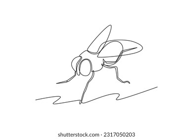 Continuous one line drawing insects concept. Single line draw design vector graphic illustration.