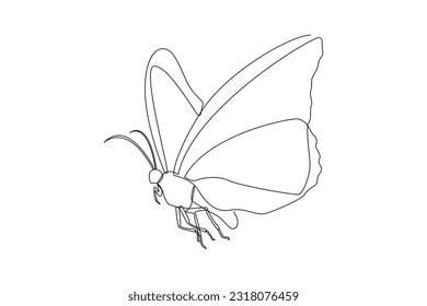 Continuous one line drawing insects concept  Single line draw design vector graphic illustration 
