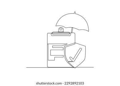 Continuous one line drawing insurance protection. Insurance concept. Single line draw design vector graphic illustration.