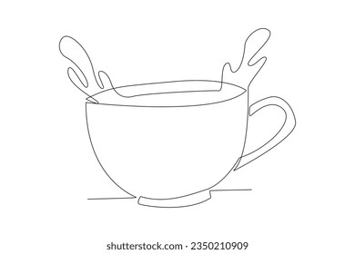 Continuous one line drawing International coffee day concept. Doodle vector illustration.