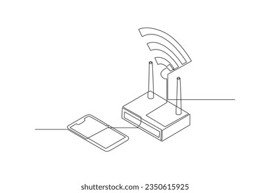 Continuous one line drawing International internet day concept. Template design with hand drawing style. Doodle vector illustration.