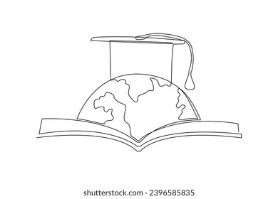 Una línea contínua que dibuja el concepto del Día Internacional de la Educación. Ilustración del vector Doodle.
