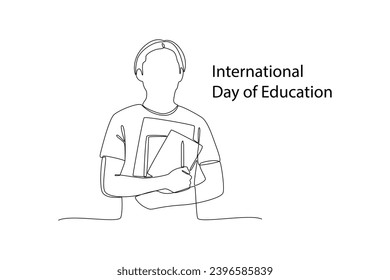 Una línea contínua que dibuja el concepto del Día Internacional de la Educación. Ilustración del vector Doodle.