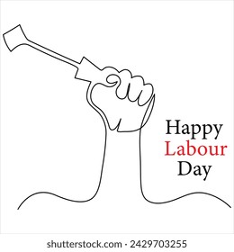 Continuous one line drawing of International labour day out line vector art illustration 