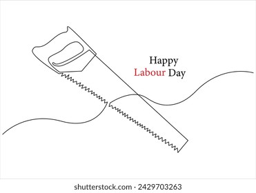 Continuous one line drawing of International labour day out line vector art illustration 