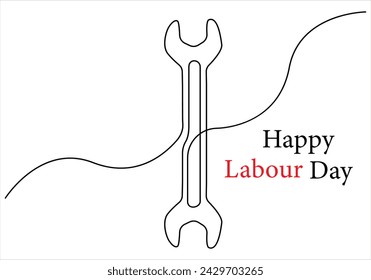 Continuous one line drawing of International labour day out line vector art illustration 