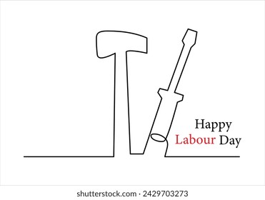 Continuous one line drawing of International labour day out line vector art illustration 