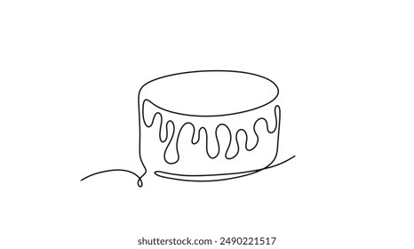 Continuous one line drawing of International cake day. line drawing of Cake isolated on white background.