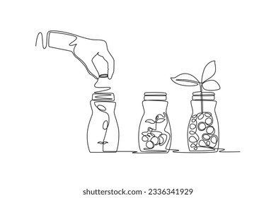 Continuous one line drawing investment and stock concept. Single line draw design vector graphic illustration.