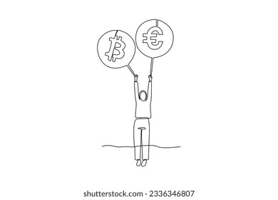 Continuous one line drawing investment and stock concept. Single line draw design vector graphic illustration.