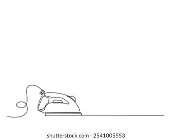 Continuous one line drawing of iron home appliance. Iron single line art vector illustration. Editable vector. 
