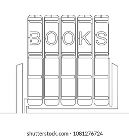 Continuous one line drawing of isolated vector object pile of books