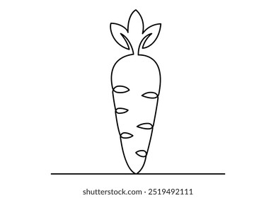 Dibujo continuo de una línea de ilustración de Arte vectorial de contorno de zanahoria aislada 