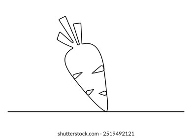 Continuous one line drawing of isolated carrot outline vector art illustration 
