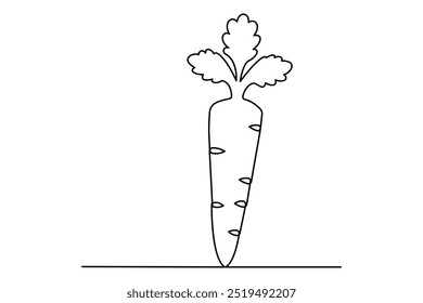 Continuous one line drawing of isolated carrot outline vector art illustration 
