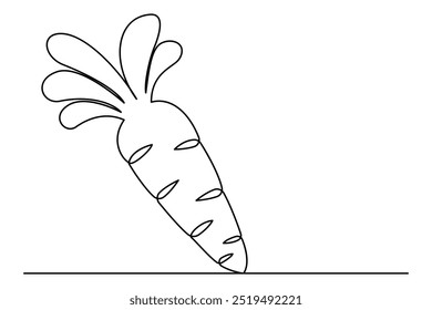 Continuous one line drawing of isolated carrot outline vector art illustration 