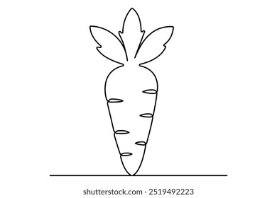 Continuous one line drawing of isolated carrot outline vector art illustration 