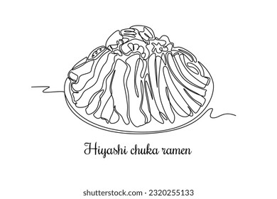 Continuous one line drawing Japanese food concept. Single line draw design vector graphic illustration.
