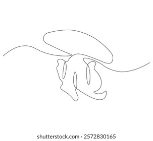 Continuous one line drawing of jellyfish. Single line drawing illustration of jellyfish. Concept vector art. Doodle line illustration.
