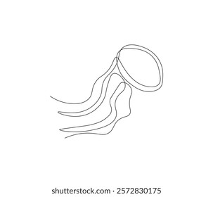 Continuous one line drawing of jellyfish. Single line drawing illustration of jellyfish. Concept vector art. Doodle line illustration.
