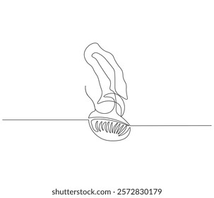 Continuous one line drawing of jellyfish. Single line drawing illustration of jellyfish. Concept vector art. Doodle line illustration.
