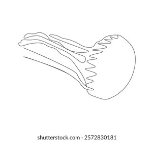 Continuous one line drawing of jellyfish. Single line drawing illustration of jellyfish. Concept vector art. Doodle line illustration.
