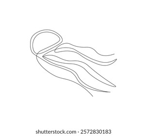 Continuous one line drawing of jellyfish. Single line drawing illustration of jellyfish. Concept vector art. Doodle line illustration.
