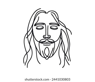 Kontinuierliche eine Linie Zeichnung von Jesus Gesicht