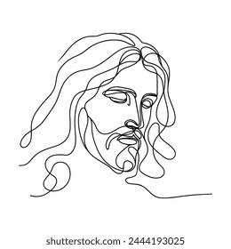 Continuous one line drawing of Jesus face