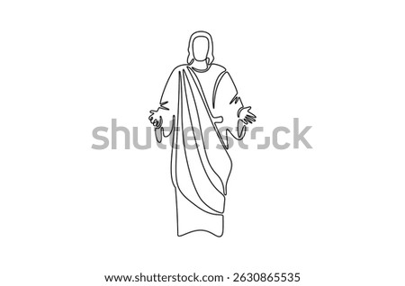 Continuous one line drawing of Jesus christ. Single line drawing illustration of Lord jesus. Happy Ascension Day concept vector art. Doodle line illustration.