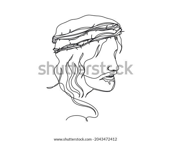 Continuous One Line Drawing Jesus Christ Stock Vector (Royalty Free ...