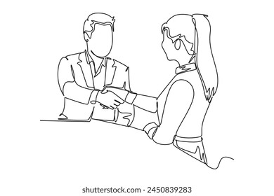 Continuous one line drawing Job search, recruiting, hiring concept. Doodle vector illustration.