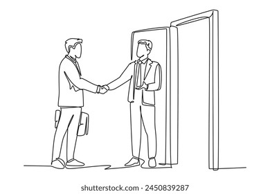 Continuous one line drawing Job search, recruiting, hiring concept. Doodle vector illustration.