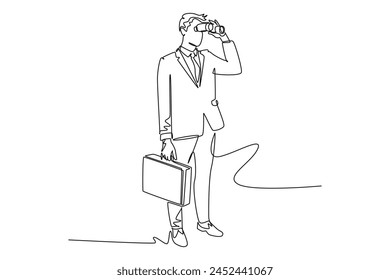 Continuous one line drawing Job search, recruiting, hiring concept. Doodle vector illustration.