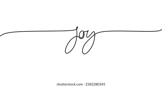 Continuous One line drawing of Joy. Capturing the essence of joy and celebration. Vector illustration hand drawn.