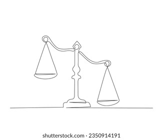 Escala continua de una línea de la escala de justicia o de la balanza de la ley. Ilustración vectorial del símbolo Libra. Trazo editable. 