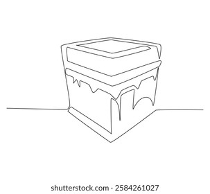 Continuous one line drawing of Kaabah building. Single line drawing illustration of Mecca city islamic holy building. Ramadan kareem concept vector art. Doodle line illustration.

