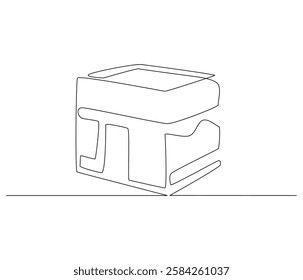 Continuous one line drawing of Kaabah building. Single line drawing illustration of Mecca city islamic holy building. Ramadan kareem concept vector art. Doodle line illustration.

