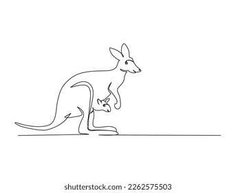 Continuous one line drawing of kangaroo . Simple illustration of standing kangaroo line art vector illustration