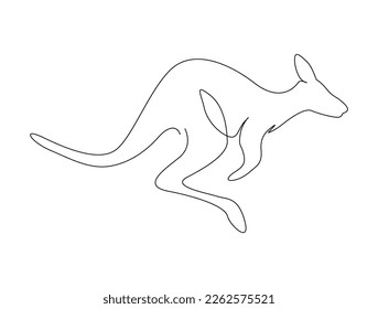 Dibujo continuo de una línea de canguro . Ilustración simple de ilustración vectorial de línea de canguro permanente