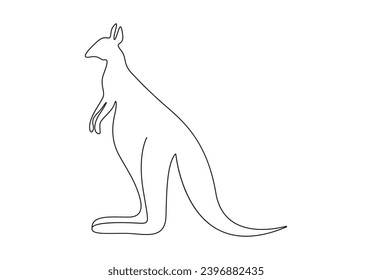 Continuous one line drawing of kangaroo. Isolated on white background vector illustration. Pro vector.