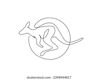 Continuous one line drawing of kangaroo . Simple illustration of standing kangaroo line art vector illustration