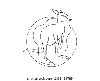 Continuous one line drawing of kangaroo . Simple illustration of standing kangaroo line art vector illustration